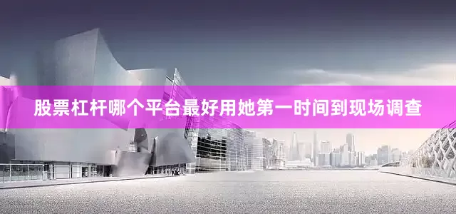 股票杠杆哪个平台最好用她第一时间到现场调查